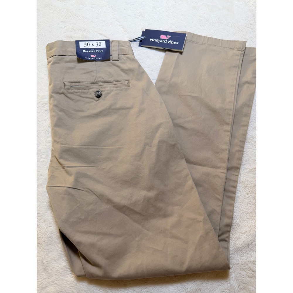 NWT Vineyard Vines Breaker Pant Mens 30x30 Khaki Chino Straight Leg